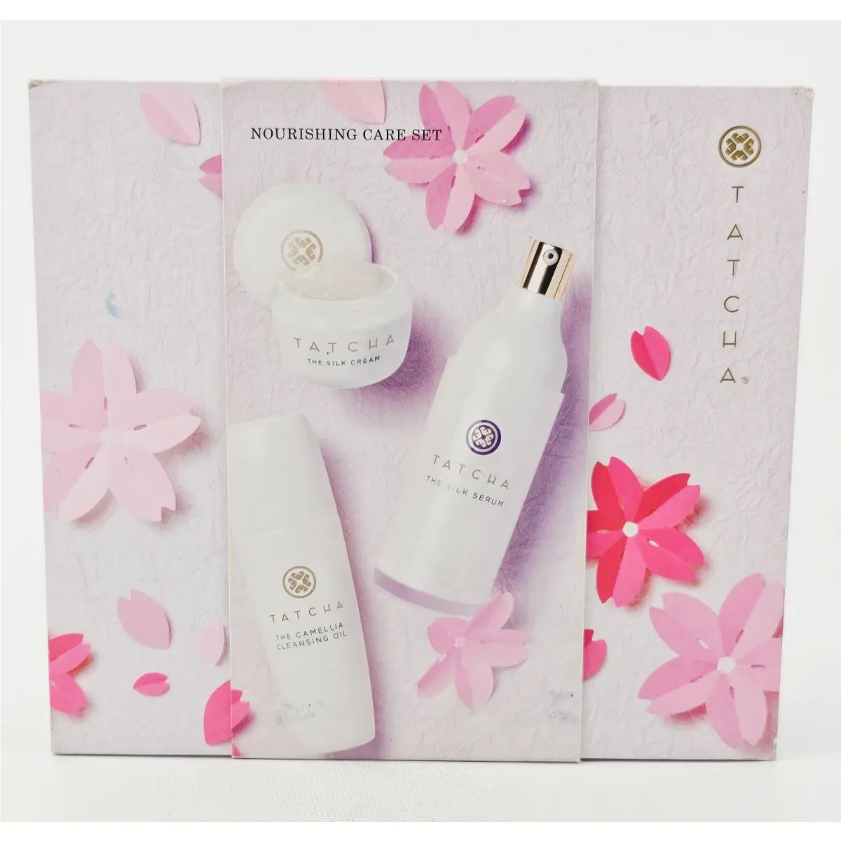 Tatcha Nourishing Care Set Silk Cream Silk Serum Cleansing Oil 3 Pc Gift Kit