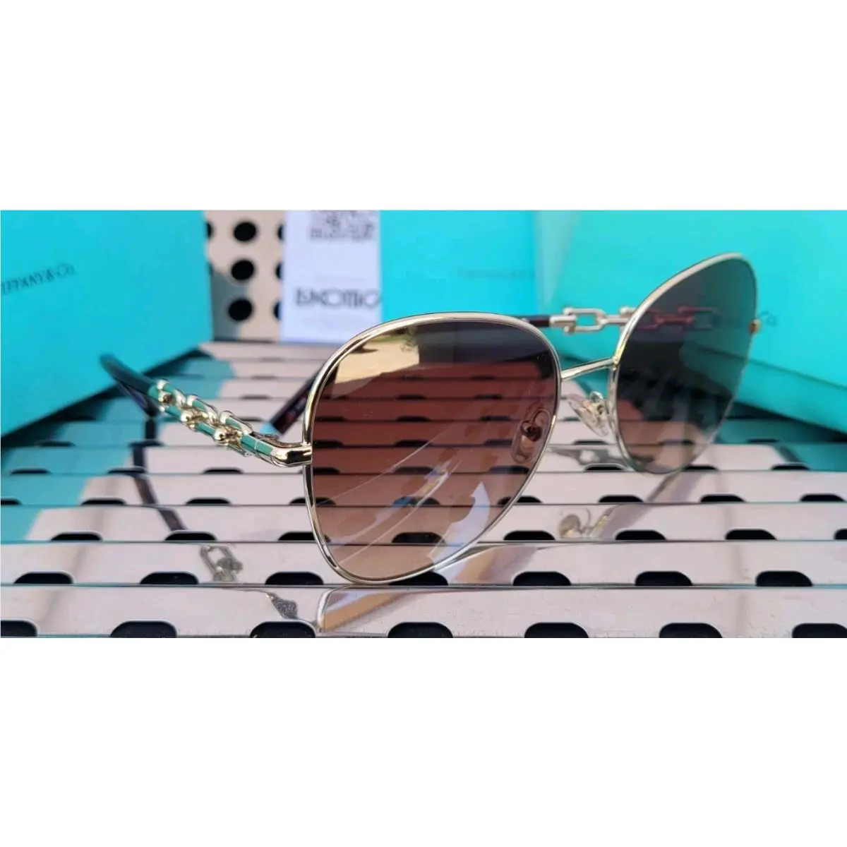 Tiffany Co. Hardwear Sunglasses TF3086 60213B Pale Gold W/brown Gradient
