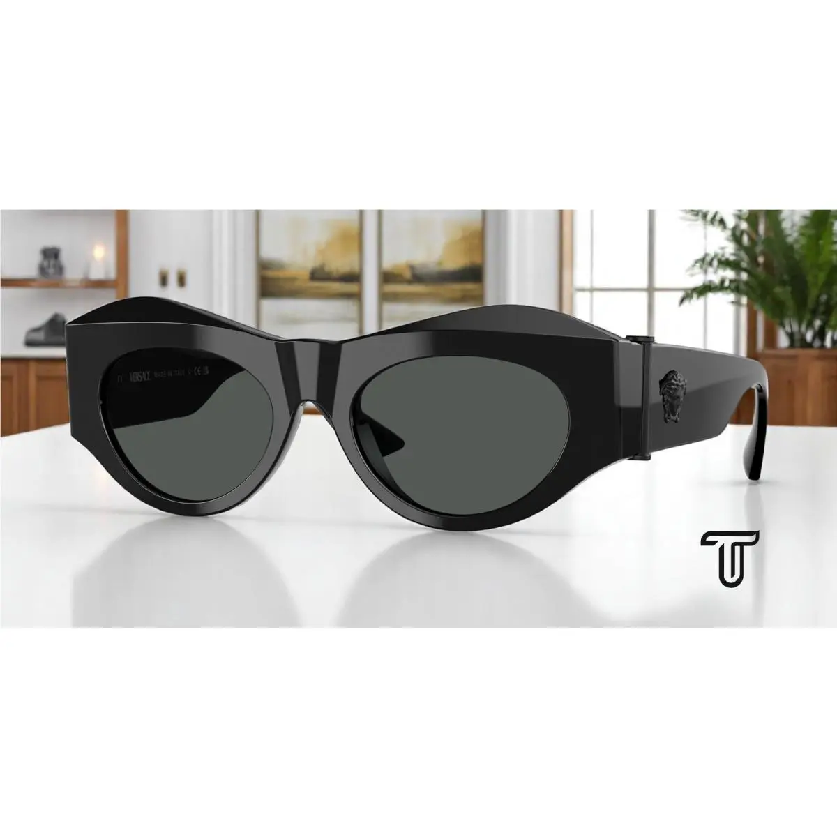 Versace VE4477U 536087 Black Dark Gray 52 mm Women`s Sunglasses
