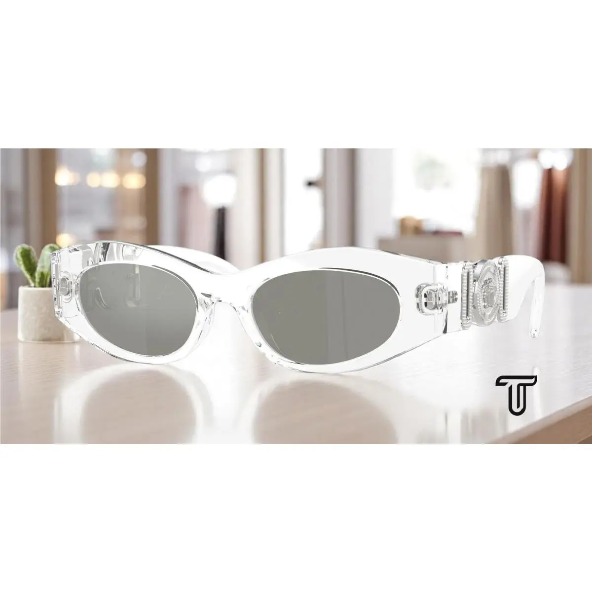 Versace VE4480U 148 30 Crystal Green Mirror Silver 51 mm Women`s Sunglasses