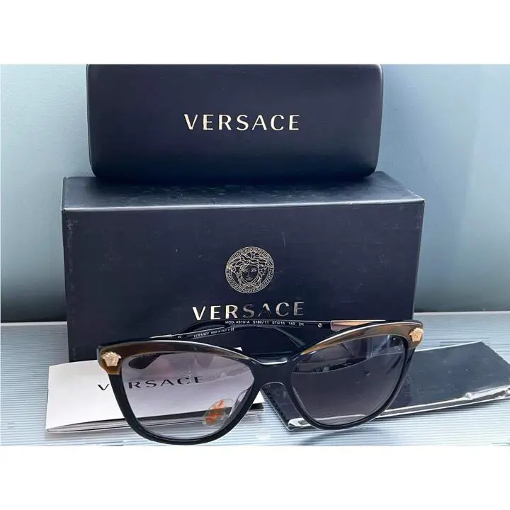 Versace Mod 4313A 5189/11 Cat Eye Black Gold Frame Sunglasses 11