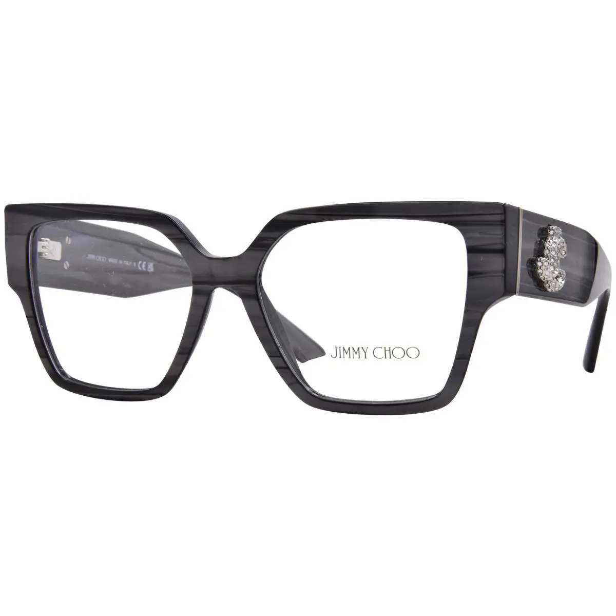 Jimmy Choo JC3032B 5063 Eyeglasses Frame Women`s Striped Black Full Rim 53mm