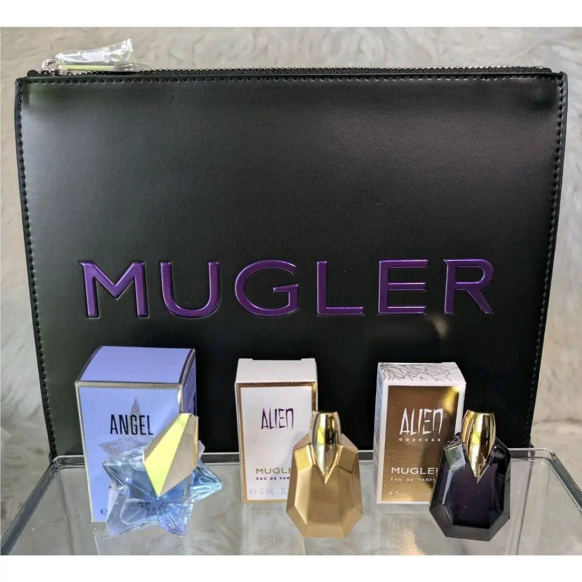 Lot of 4 -  Mini Splash Perfumes Angel Alien Goddess Edp + Pouch by Mugler