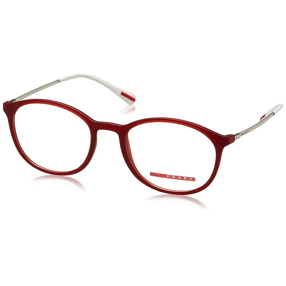 Prada Women`s Round 51mm Eyeglasses Frames Transparent Bordeaux PS04HV-U621O1