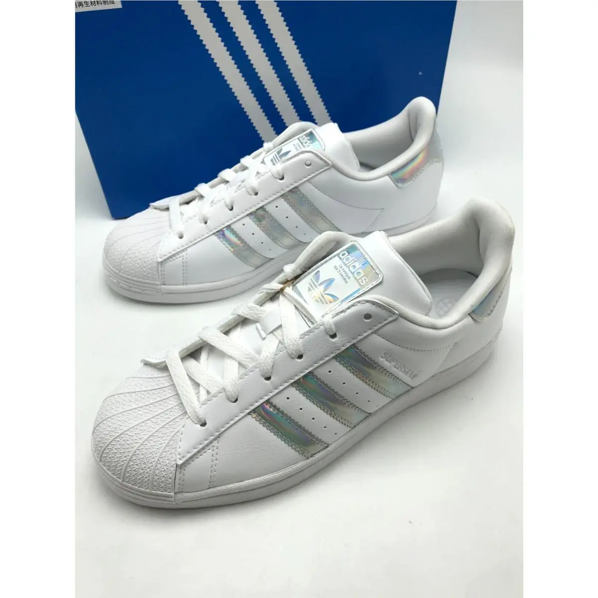 Adidas Originals Superstar J White Iridescent Youth Shoes IG0238 sz 5-6.5