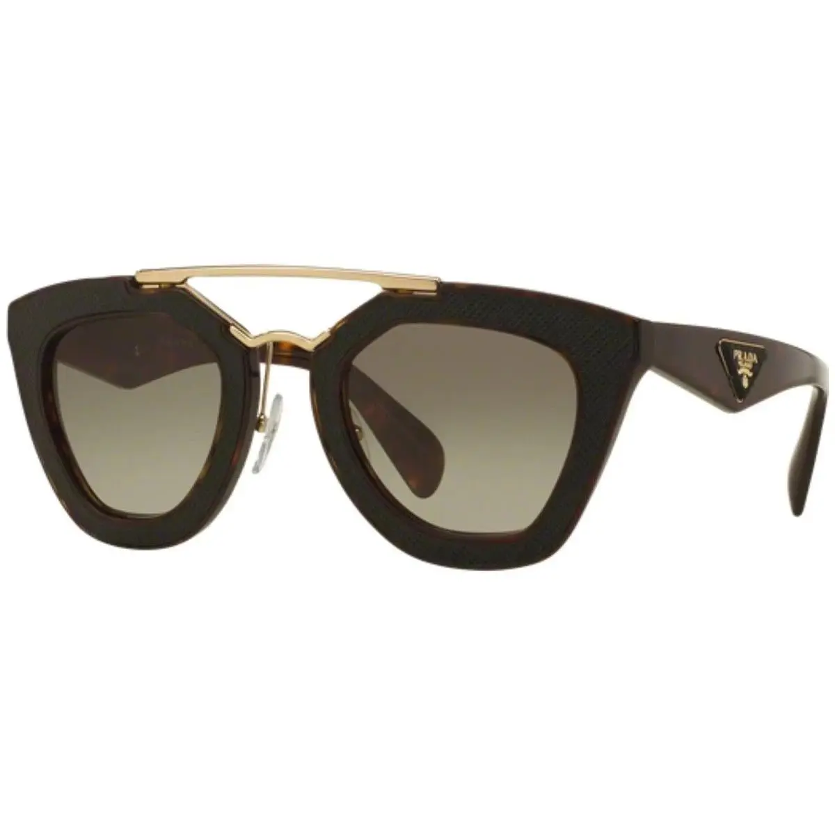 Prada Sunglasses PR14SS 2AU4M1 Havana with Black Font Frame / Green Lens 49mm