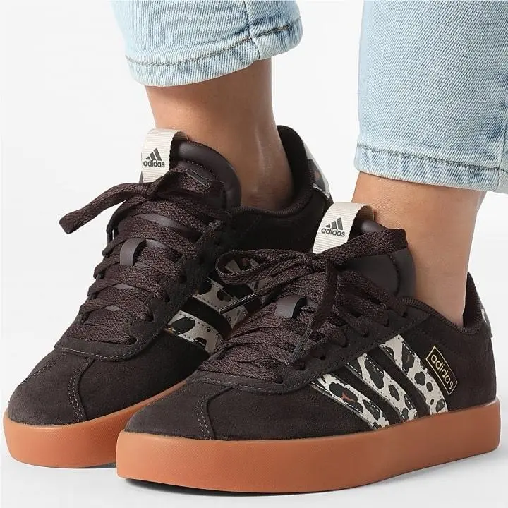 Adidas VL Court 3.0 Women’s Athletic Shoe Cheetah Brown Sneaker Footwear 347