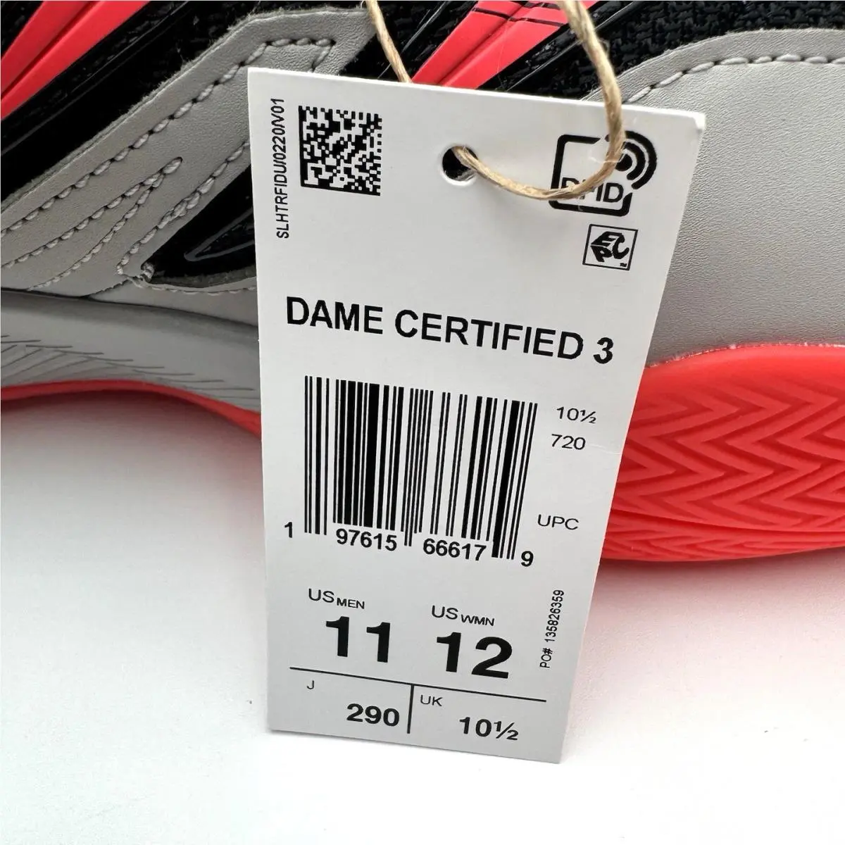 Adidas shoes - adidas Dame Certified - Dame Certified - JI1540 - Gray, Manufacturer: Grey / Black / Red 34