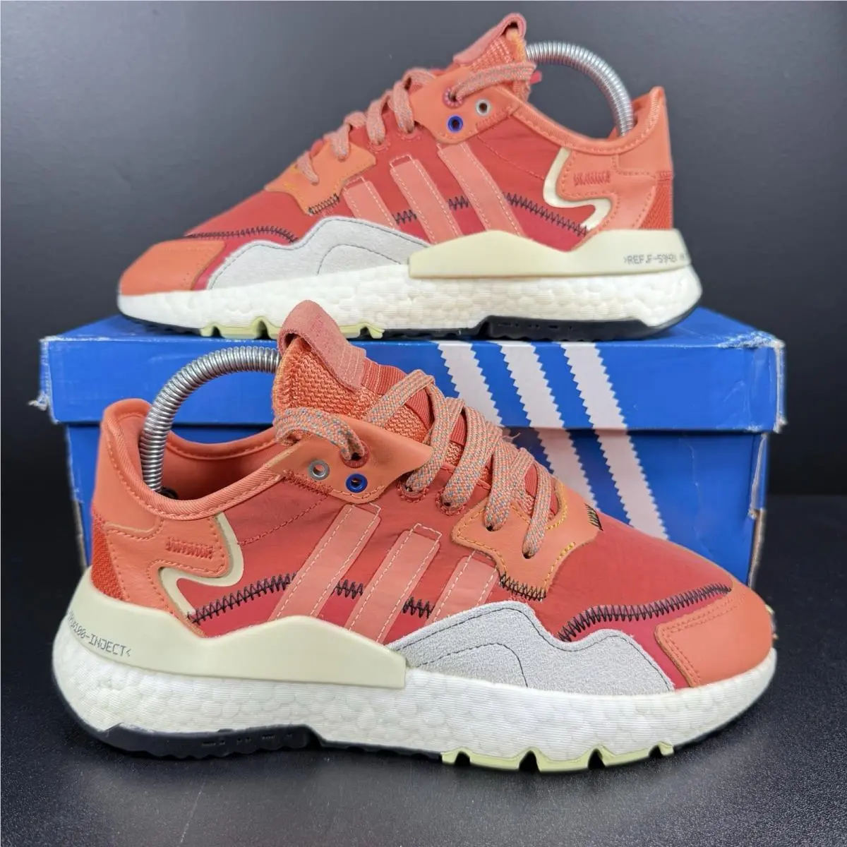 Nite Jogger Athletic Shoe Amber Tint Grey Red Orange EF5404 Mens Size 6.5 by Adidas