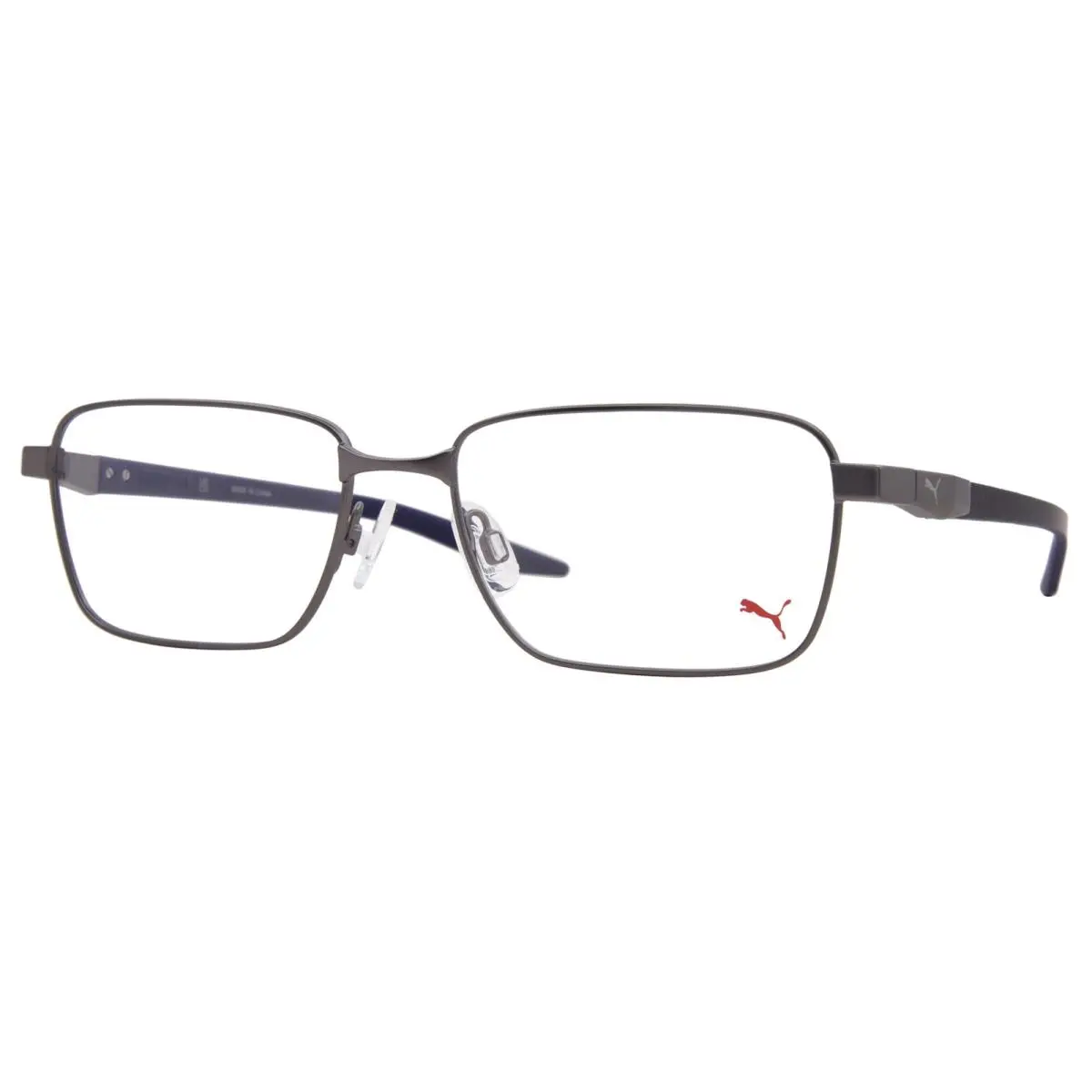 Puma PU0421O 002 Eyeglasses Men`s Gunmetal/black Full Rim Rectangle Shape 55mm
