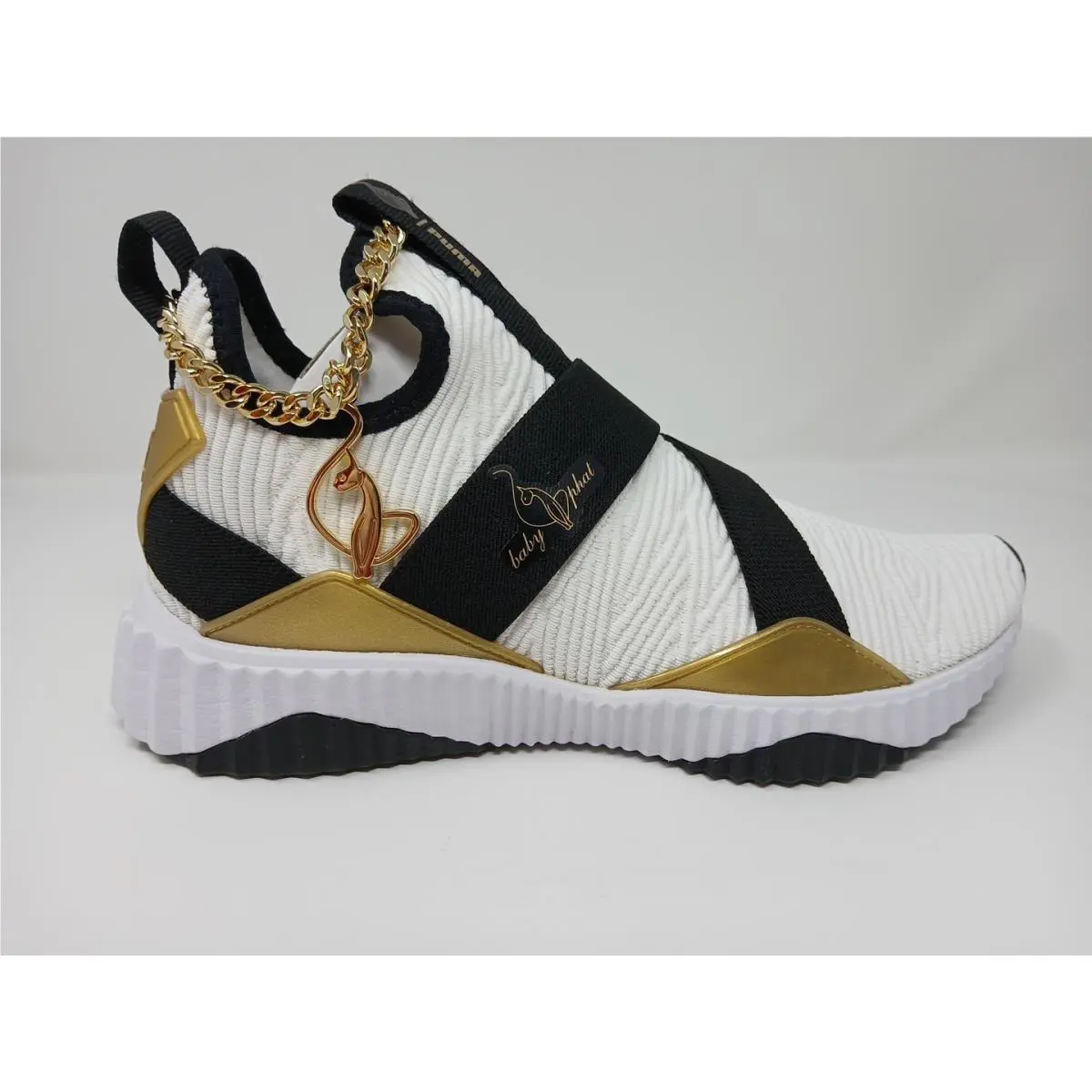 Puma shoes - Puma Baby Phat X Defy Mid Training - 38766301 - White/Black and Gold (UPC: 195551944979) 12