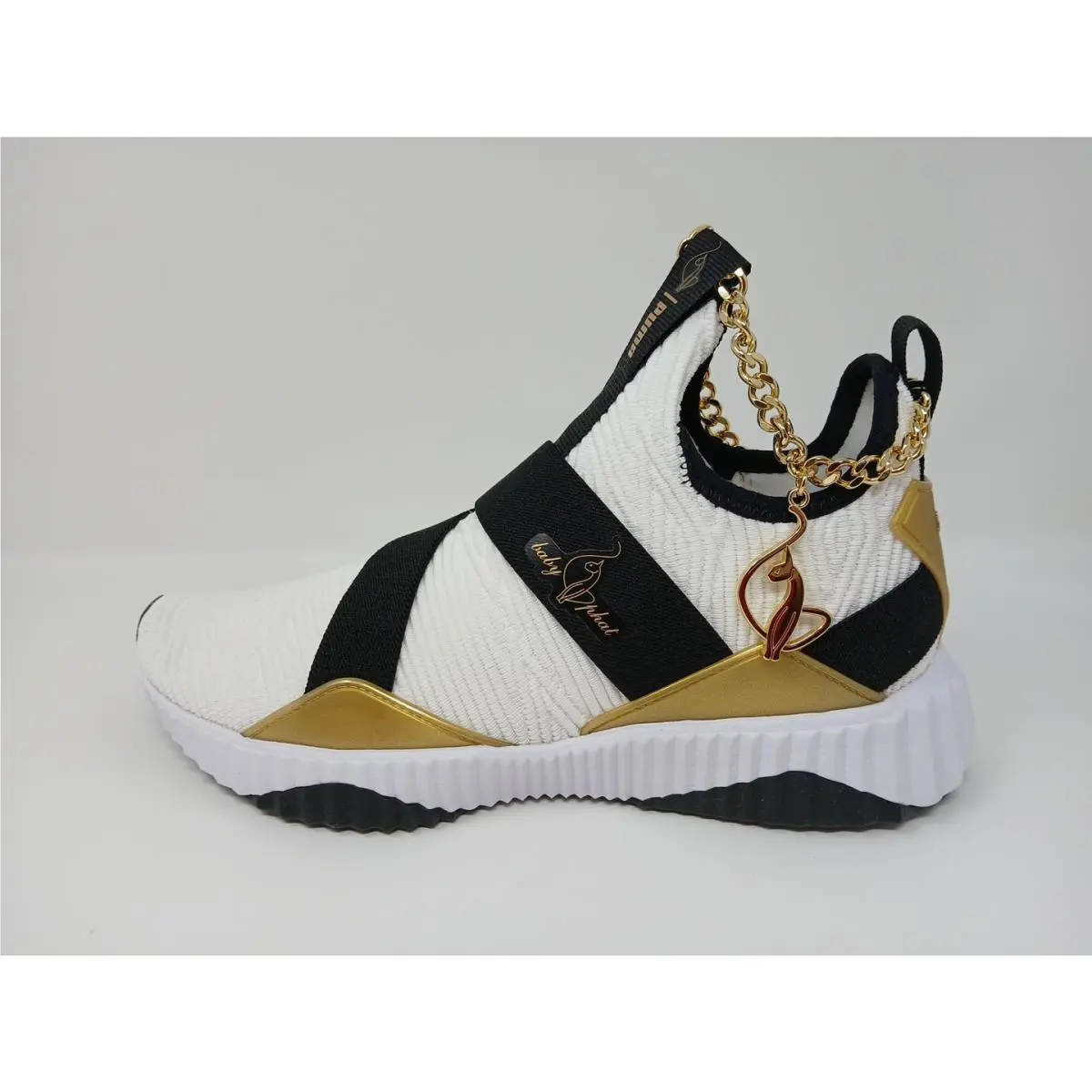Puma shoes - Puma Baby Phat X Defy Mid Training - 38766301 - White/Black and Gold (UPC: 195551944979) 14