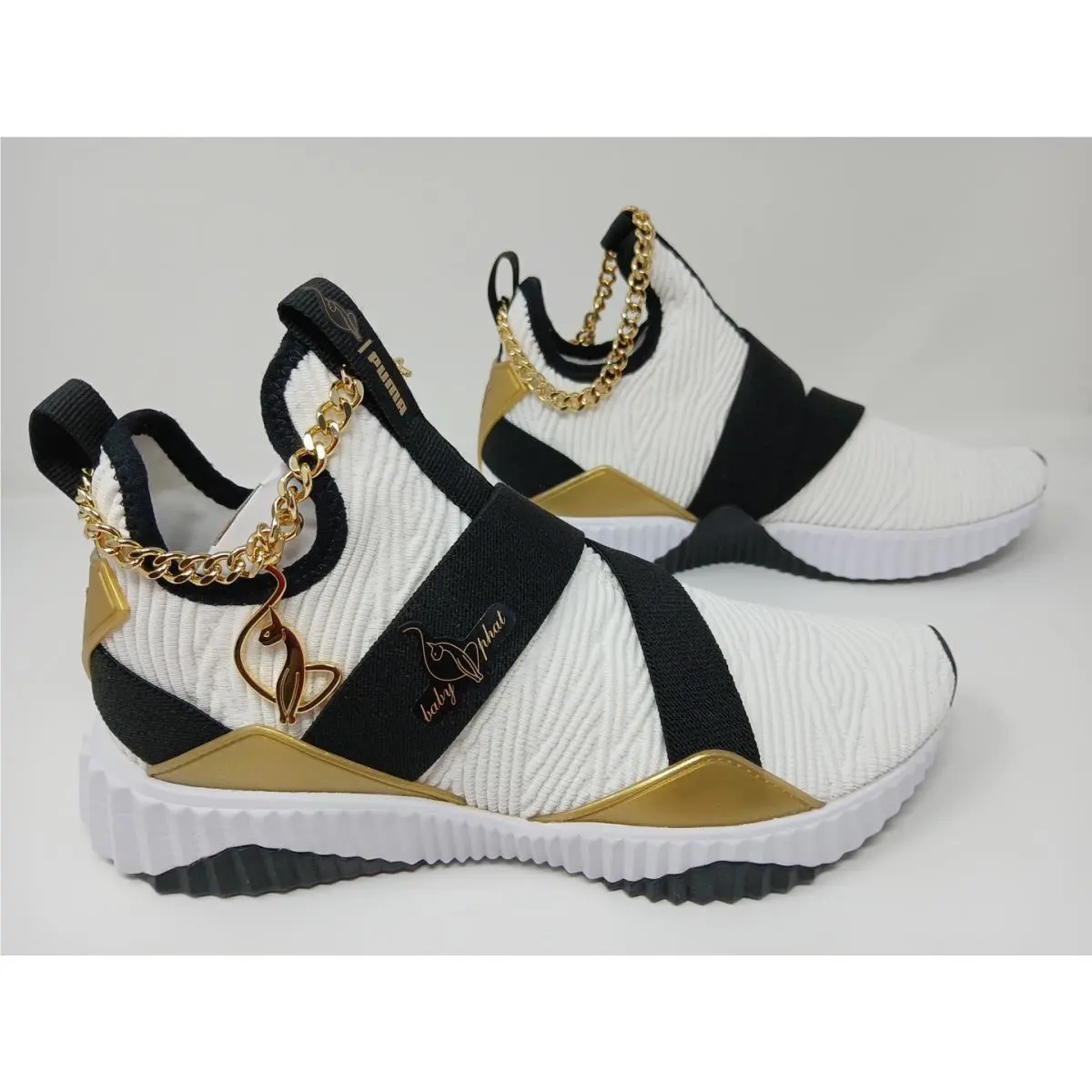 Puma shoes - Puma Baby Phat X Defy Mid Training - 38766301 - White/Black and Gold (UPC: 195551944979) 16