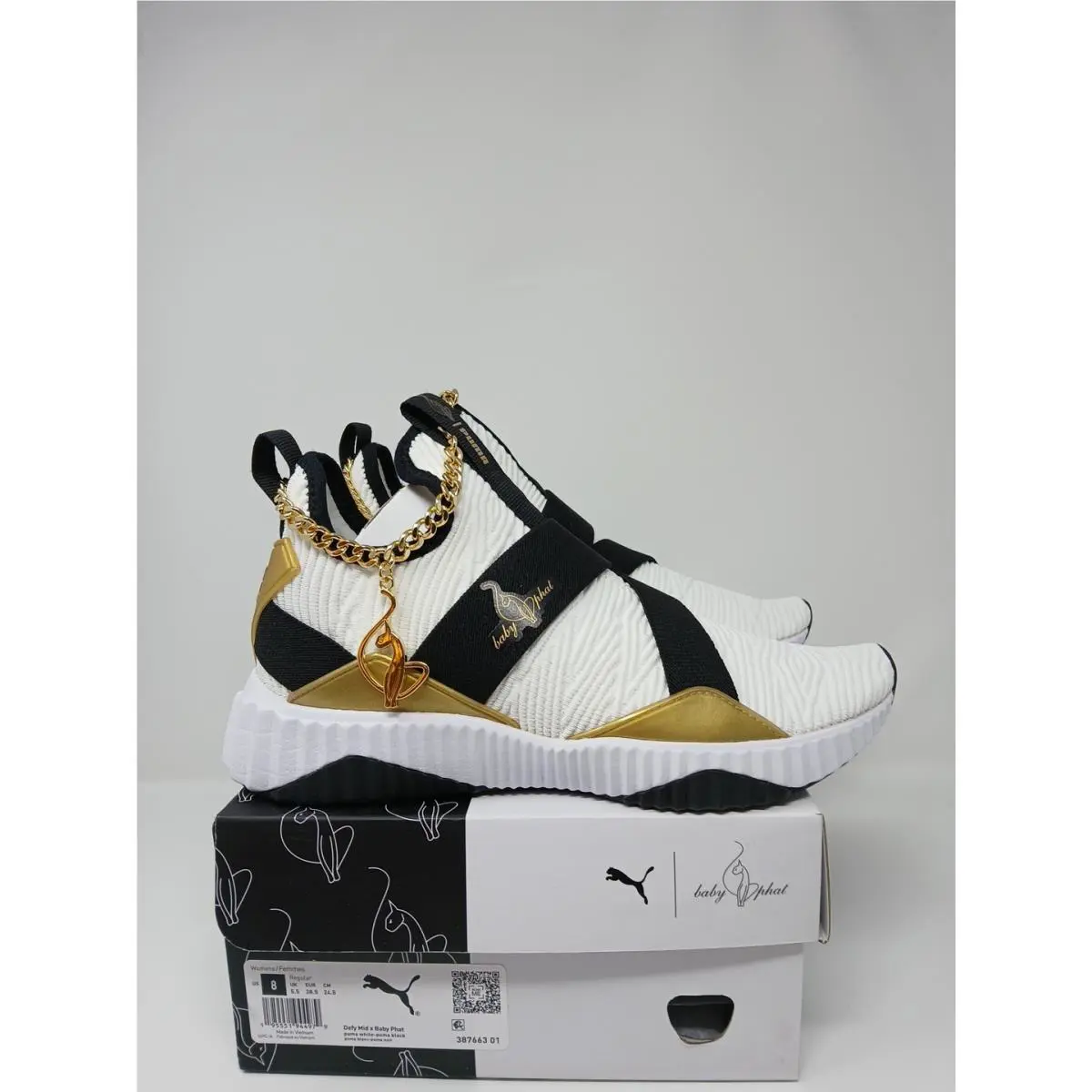 Puma shoes - Puma Baby Phat X Defy Mid Training - 38766301 - White/Black and Gold (UPC: 195551944979) 0
