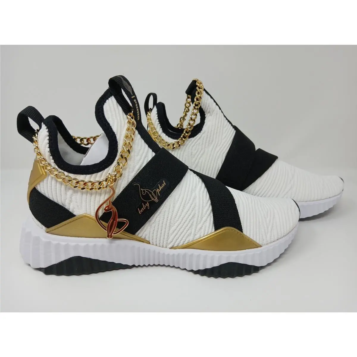 Puma shoes - Puma Baby Phat X Defy Mid Training - 38766301 - White/Black and Gold (UPC: 195551944979) 19