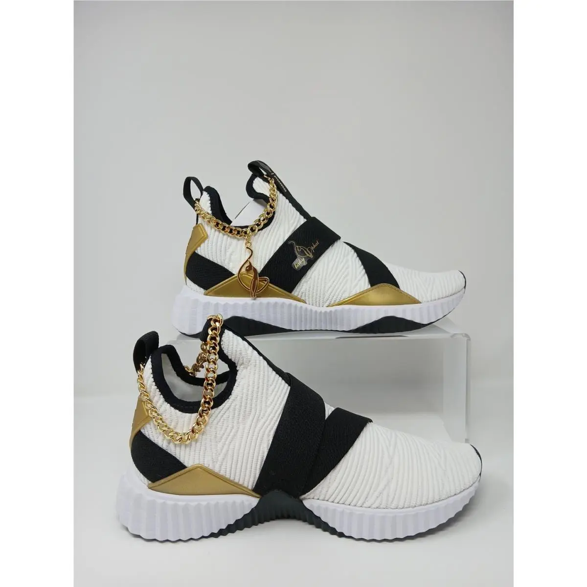 Puma shoes - Puma Baby Phat X Defy Mid Training - 38766301 - White/Black and Gold (UPC: 195551944979) 1