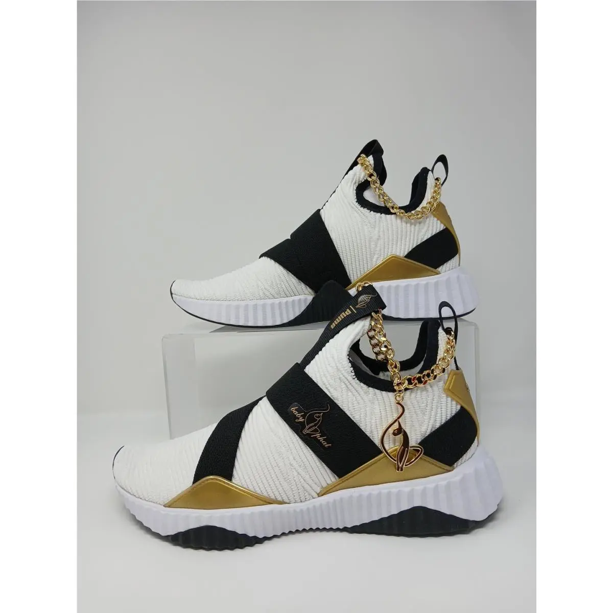 Puma shoes - Puma Baby Phat X Defy Mid Training - 38766301 - White/Black and Gold (UPC: 195551944979) 2