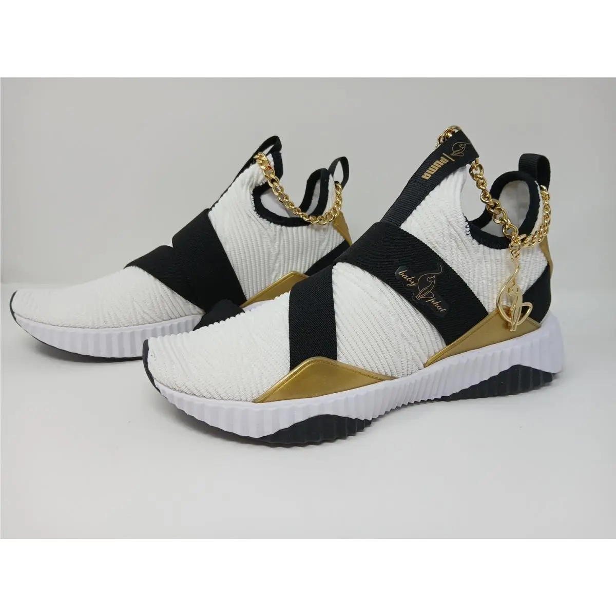 Puma shoes - Puma Baby Phat X Defy Mid Training - 38766301 - White/Black and Gold (UPC: 195551944979) 5