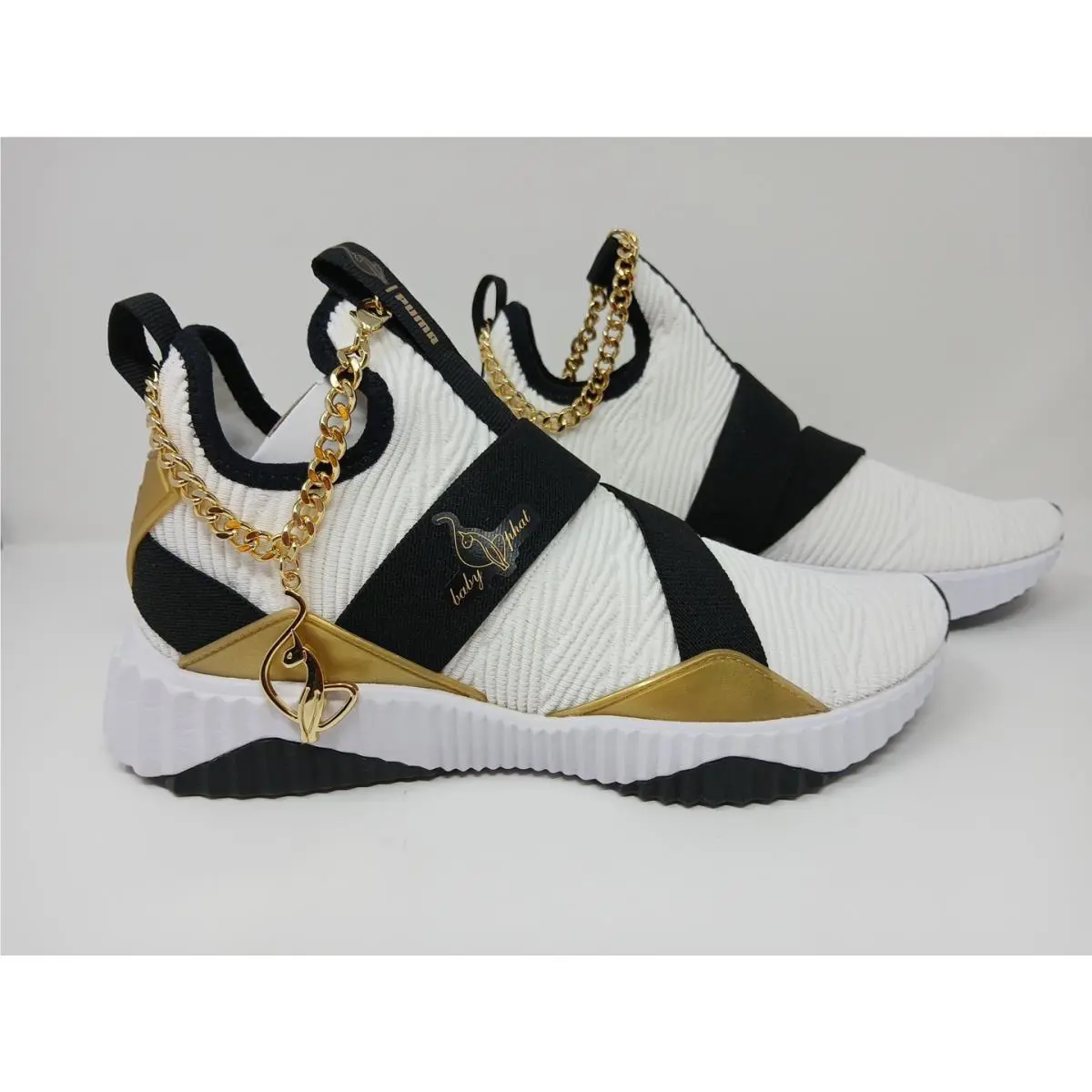 Puma shoes - Puma Baby Phat X Defy Mid Training - 38766301 - White/Black and Gold (UPC: 195551944979) 6