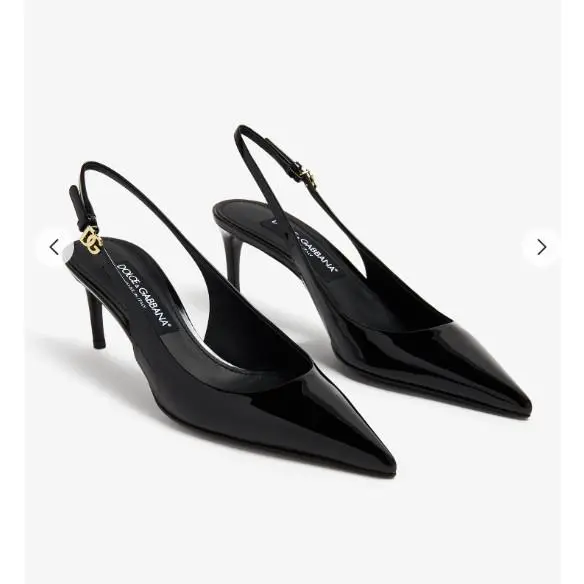 Dolce Gabbana Dg Logo Leather Slingback Pump Women`s Black. Size 40 by Dolce & Gabbana