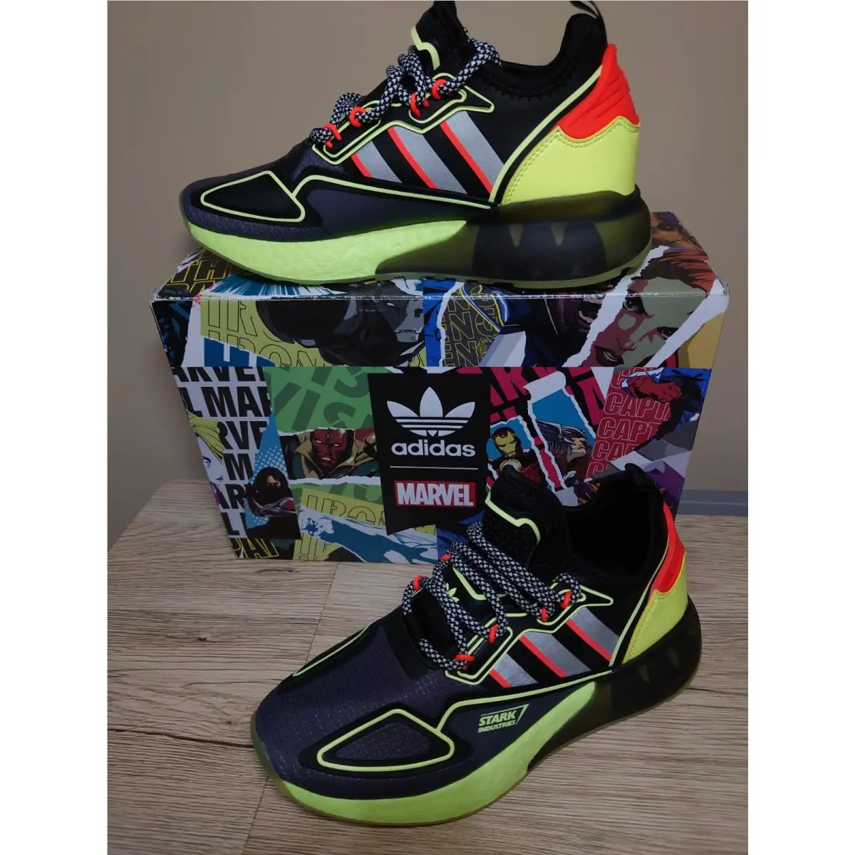 Adidas ZX 2K Boost Marvel Stark Industries Ironman Sneakers Men Size US 5/ UK 4½