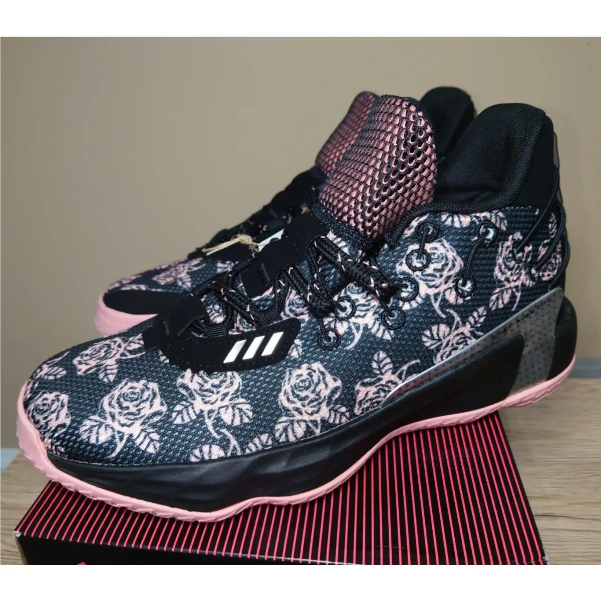 Adidas Dame 7 J/ FZ5453 Black/pink/silver Floral Basketball Shoes /US6