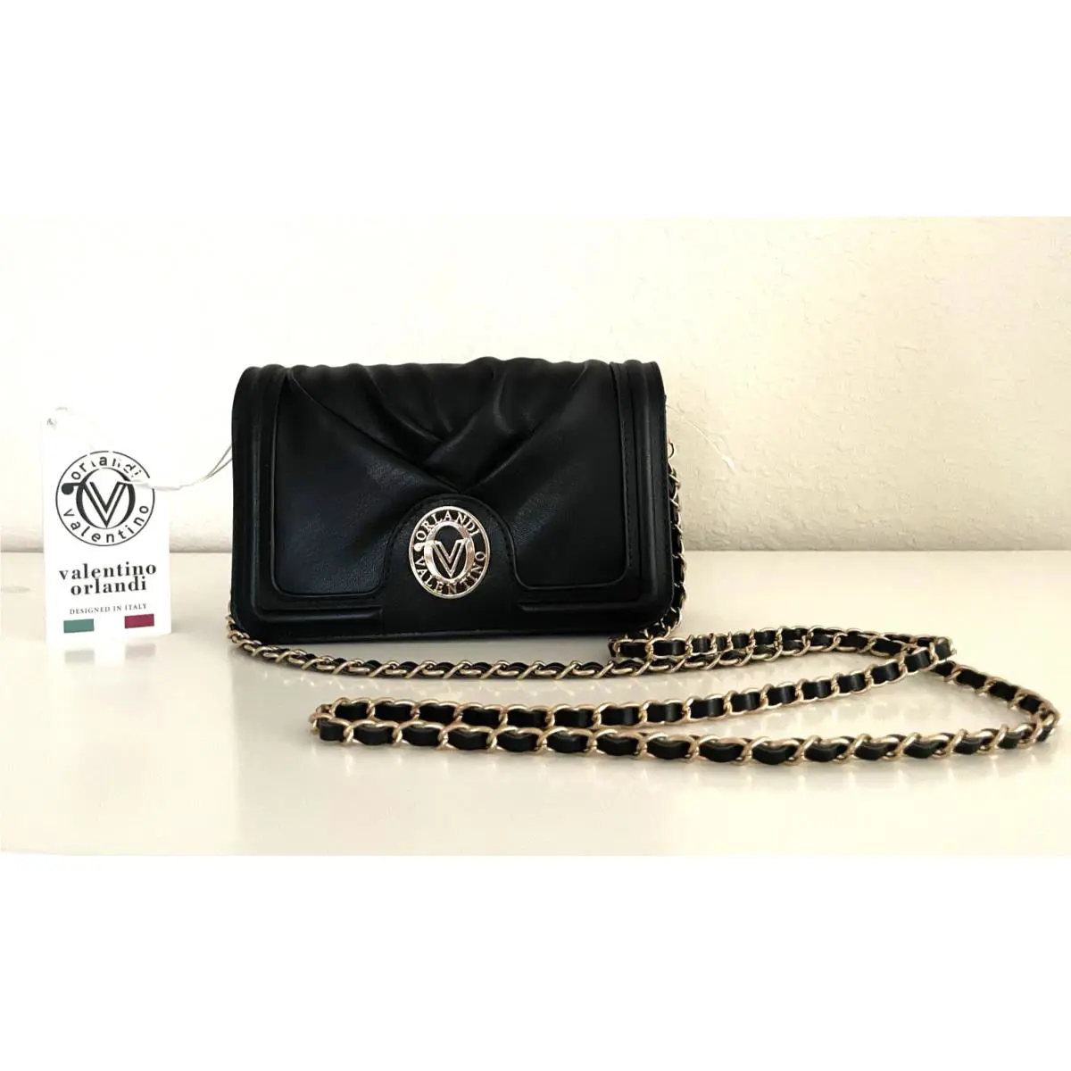 Orlando Valentino Black Small Crossbody Bag