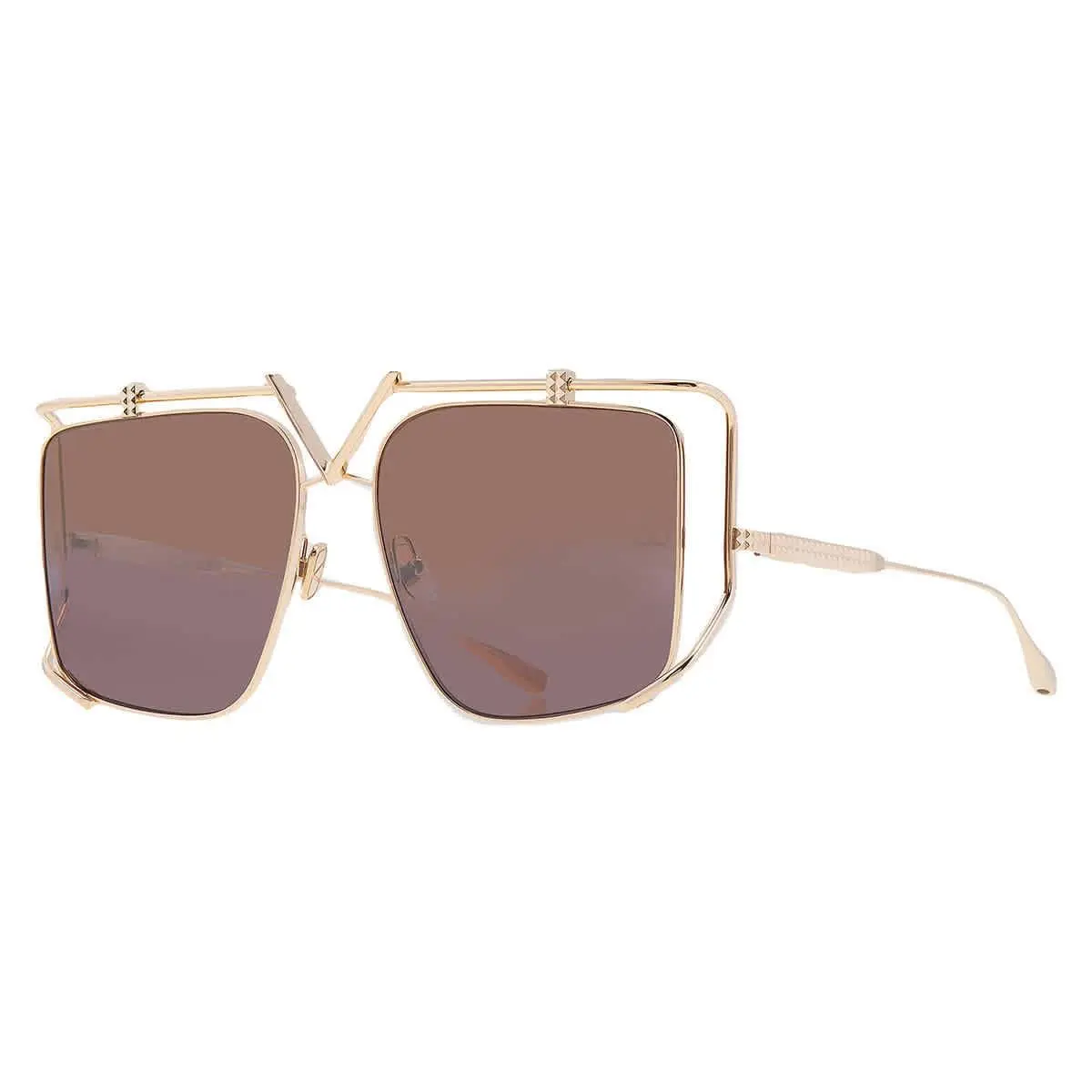 Valentino Brown Gradient/gold Flash Irregular Ladies Sunglasses VLS-116 B 59