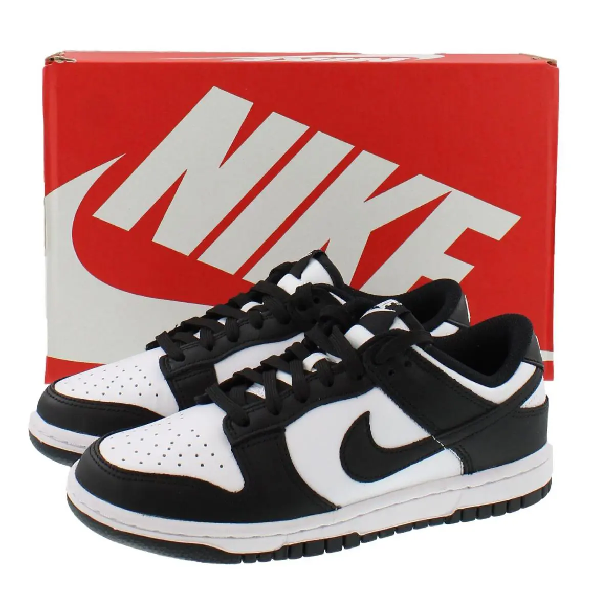 Women`s Nike Dunk Low Retro Shoes `80s Color Block Panda Leather DD1503-101 - Black