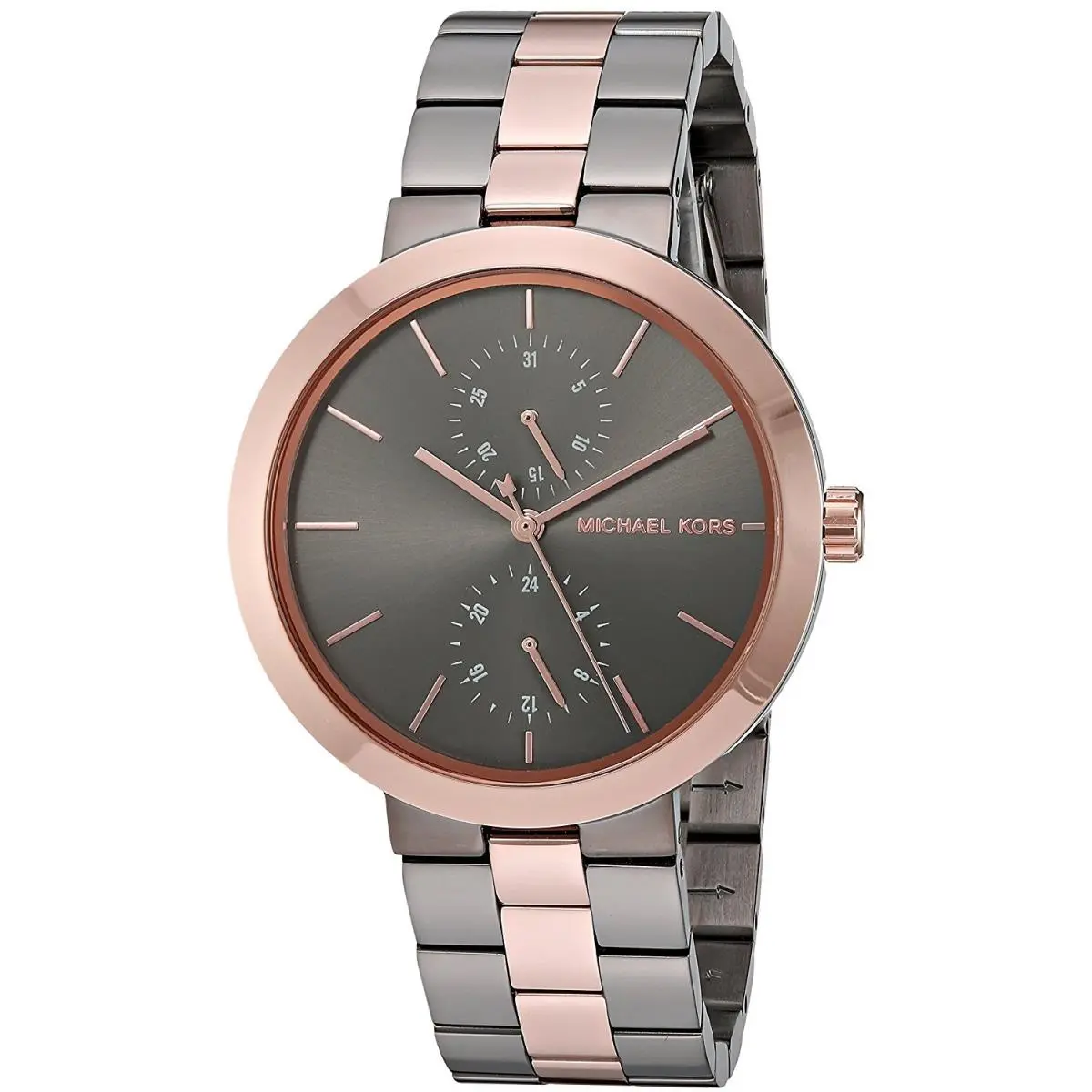 Michael Kors Garner Rose Gold Gunmetal 2 Tone Dial Bracelet Watch MK6431