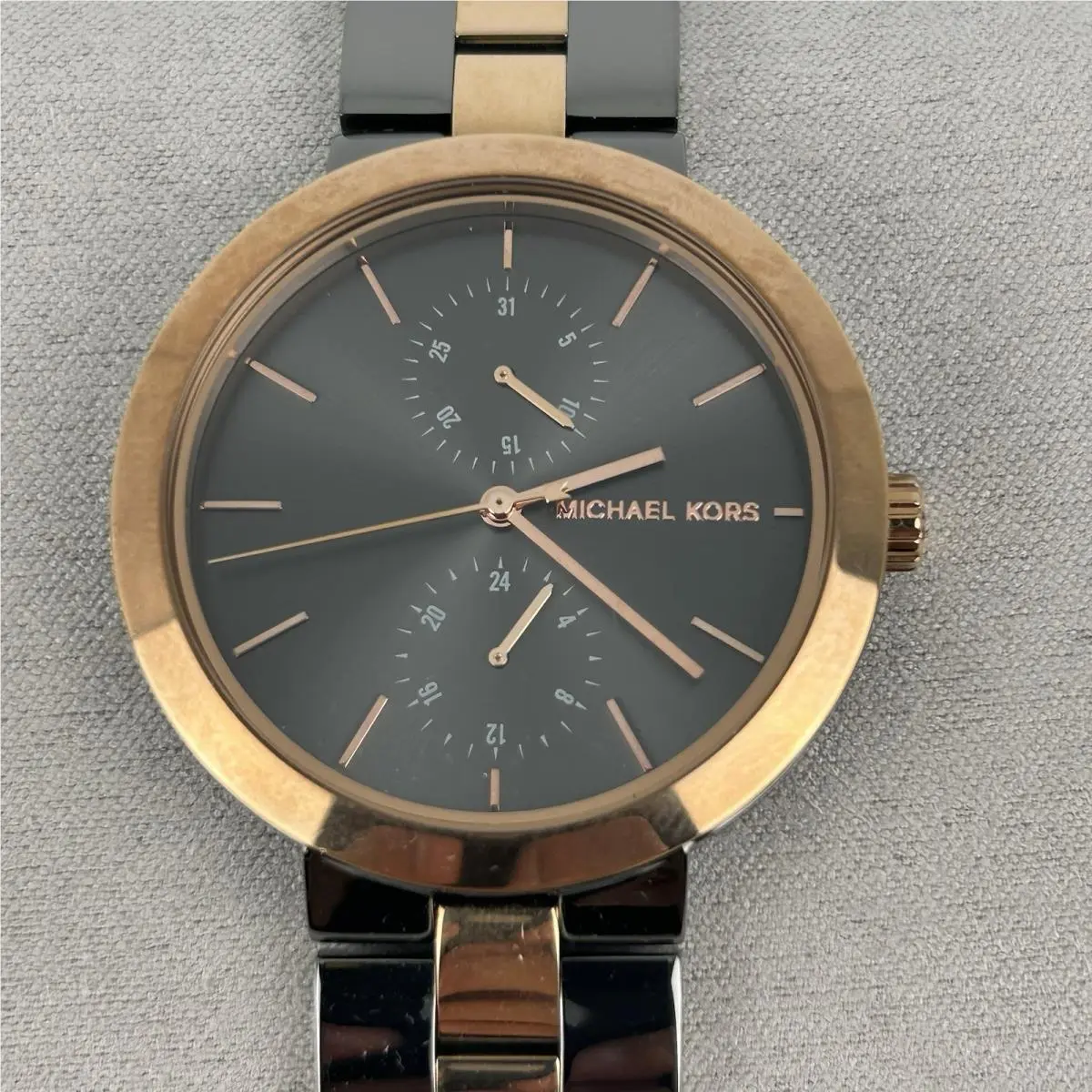 Michael Kors Garner Rose Gold Gunmetal 2 Tone Dial Bracelet Watch MK6431