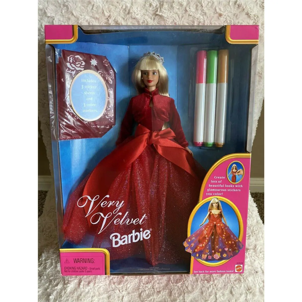 1998 Very Velvet Barbie Doll- In Box with Stickers and Markers Included