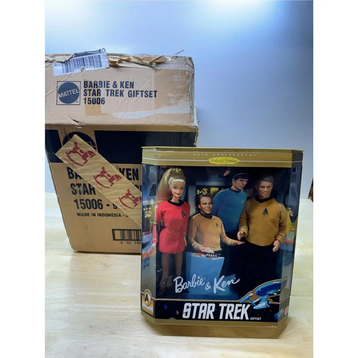 1996 Star Trek: 30th Anniversary Ken Barbie Doll Set of 3 Cardboard