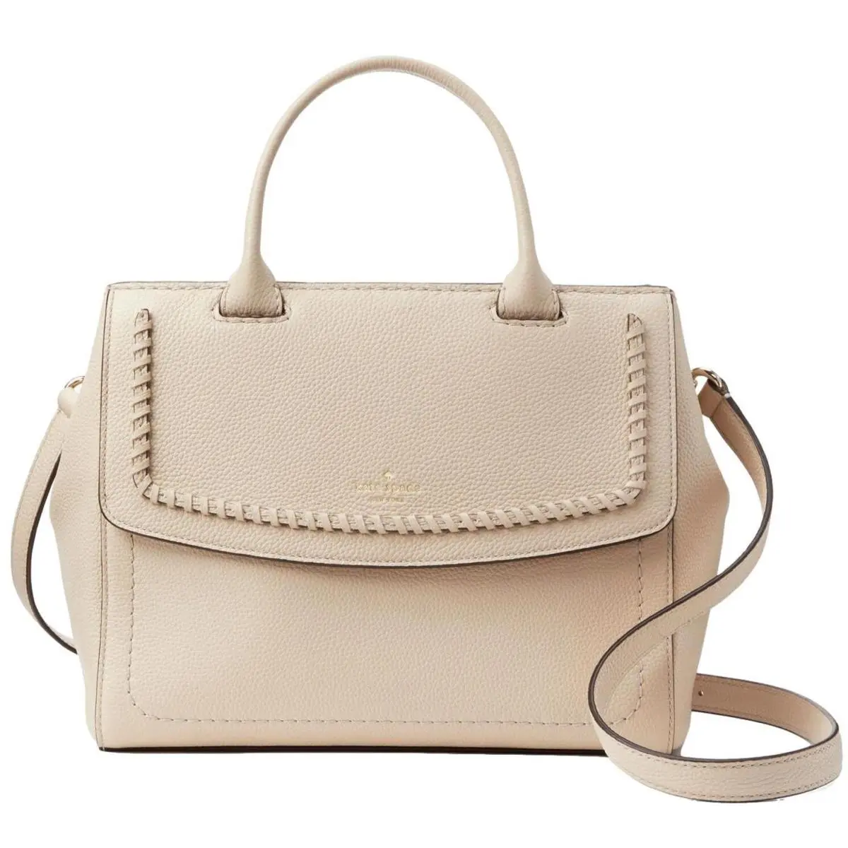 New Kate Spade Celinda Pebbled Leather Satchel Handbag Soft Porcela