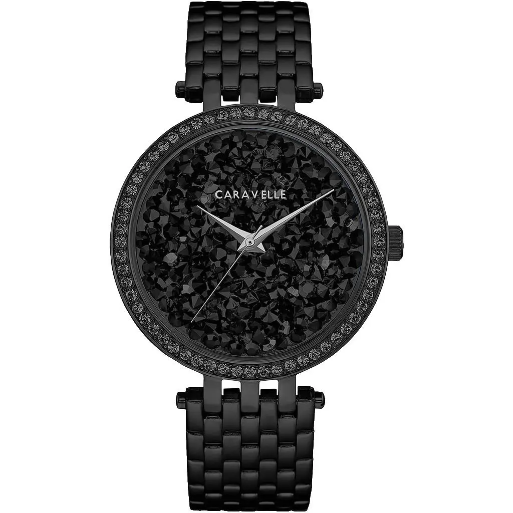 BY Bulova 45L171 Black Crystal Dial Ion Bracelet 38MM Womens Watch by Caravelle