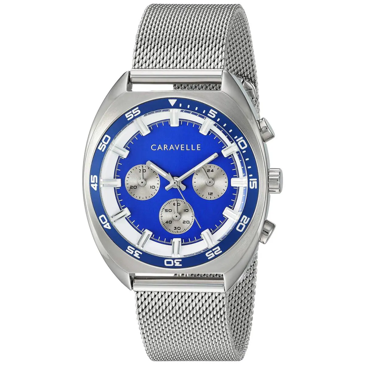 Caravelle by Bulova Retro Chronograph Mens Watch Stainless Steel Silver-tone