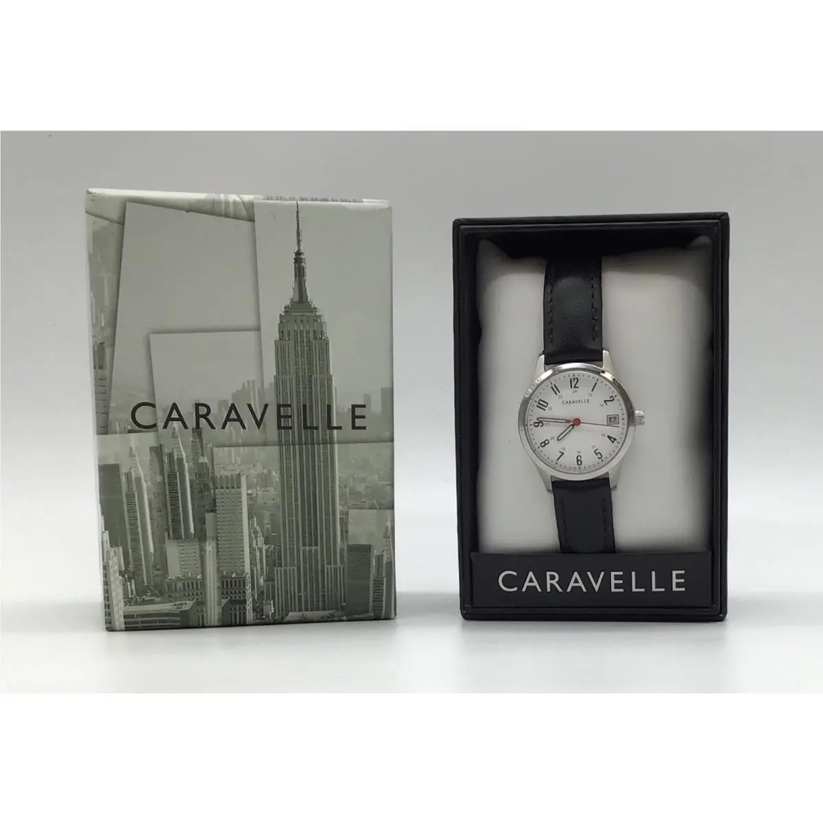 Caravelle Women`s Traditional Leather Band Wristwatch IN Black 43M118