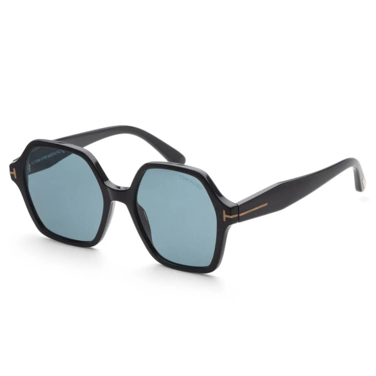 Tom Ford Women`s Romy 56 Shiny Black Sunglasses FT1032-01A-56 - Frame: Black, Lens: Blue, Other Frame: Shiny Black