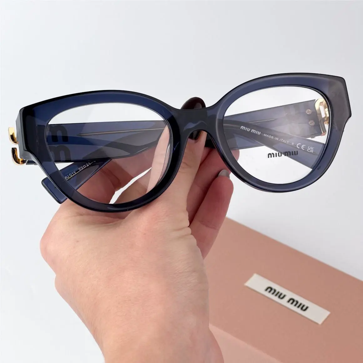 Miu Miu Women Eyeglasses Dark Blue Demo Cat Eye MU01VV 08Q1O1