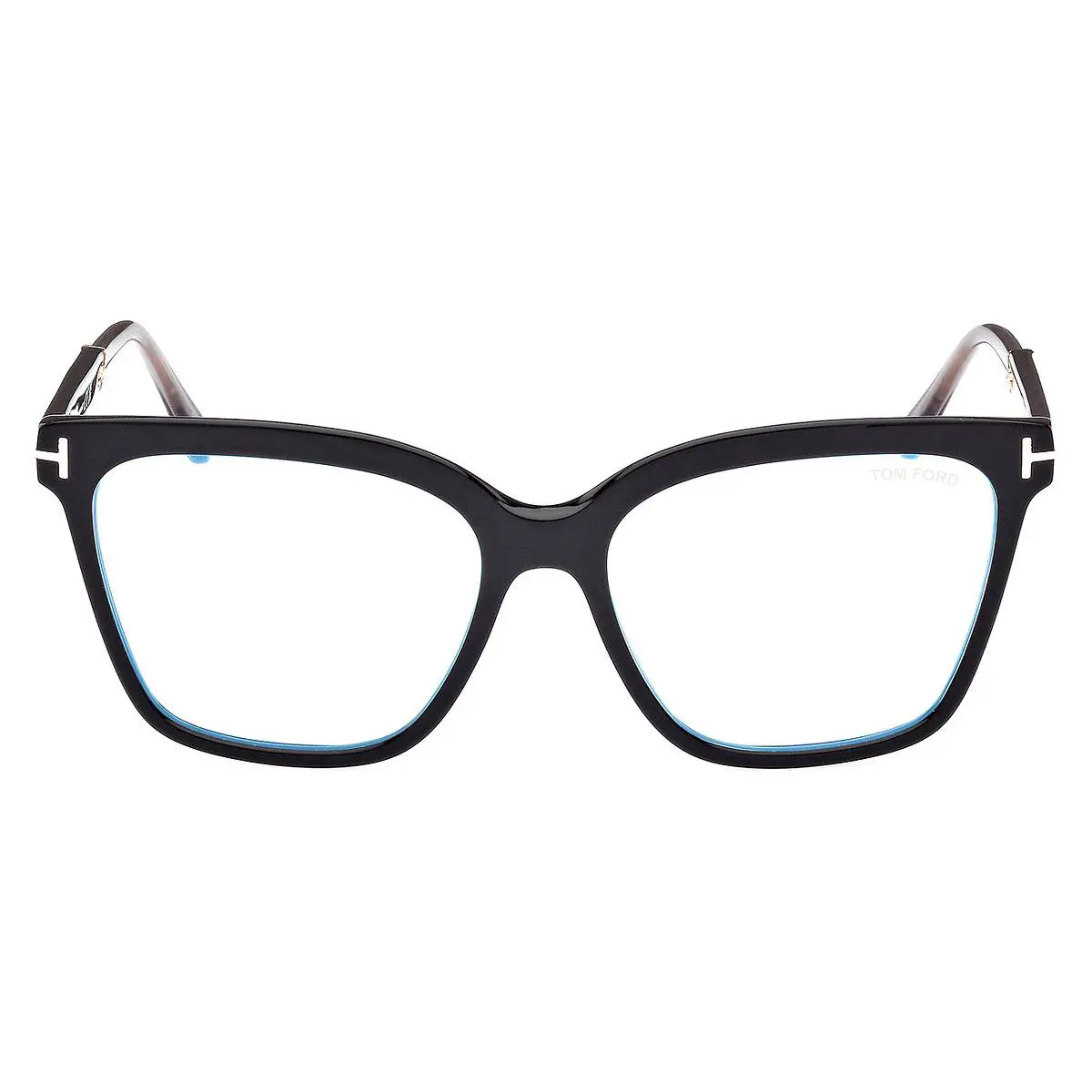 Tom Ford FT5892-B Eyeglasses Shiny Black/shiny Rose Gold/t Logo / Blue Block