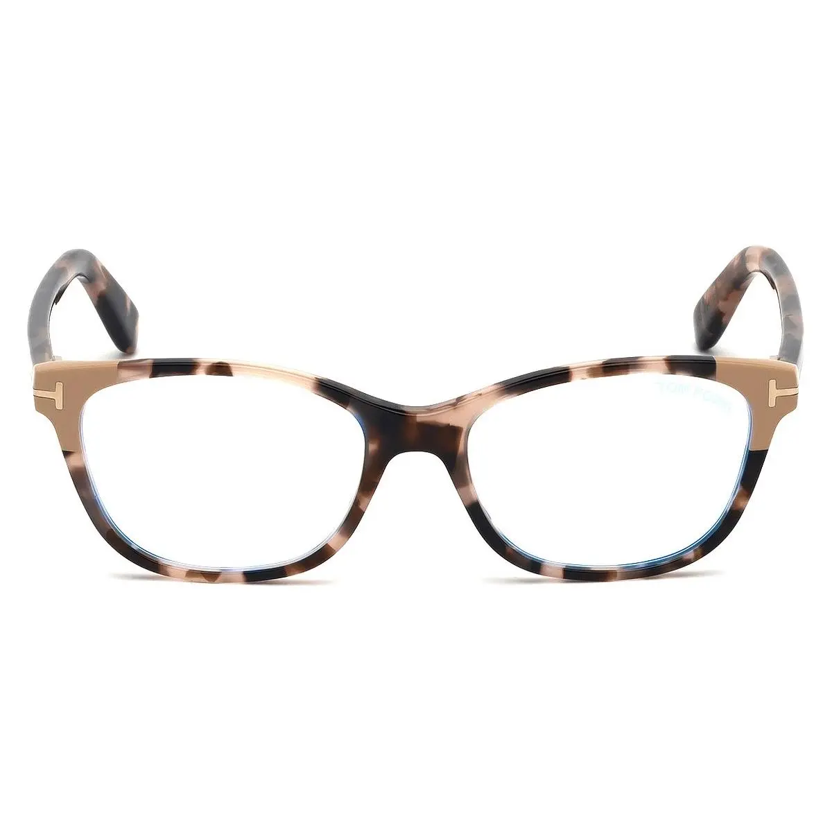 Tom Ford FT5638-B Eyeglasses Shiny Vintage Pink Havana Rose Gold Blue 50mm