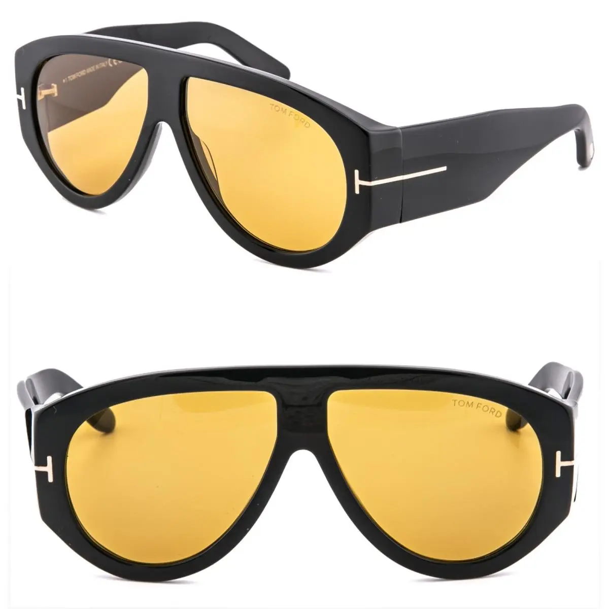 Bronson FT1044 01E Black Yellow Aviator Sunglass 1044 TF1044 by Tom Ford