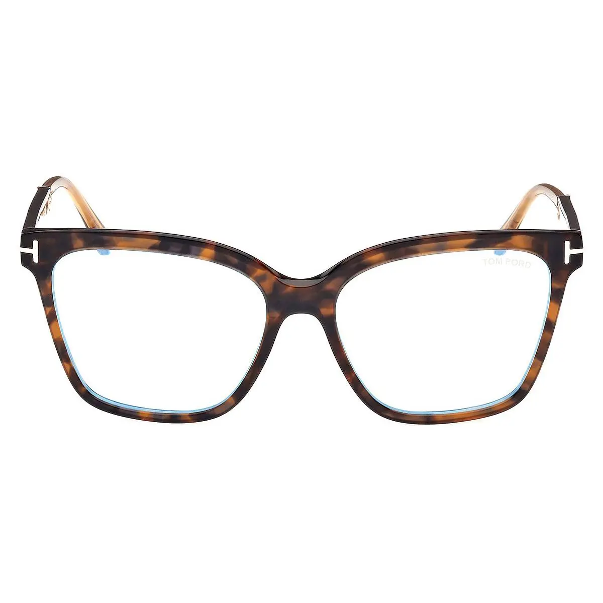 Tom Ford FT5892-B Shiny Dark Havana/shiny Rose Gold/t Logo / Blue Block