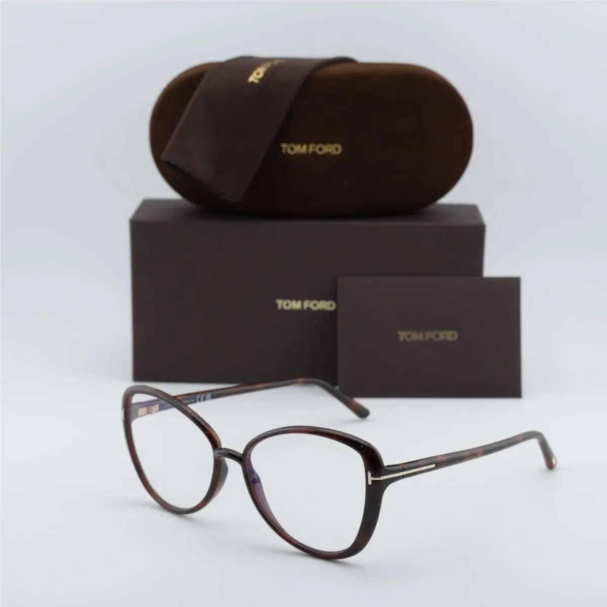 Tom Ford FT5907-B 052 Dark Havana/clear Blue Light Block 55mm Eyeglasses
