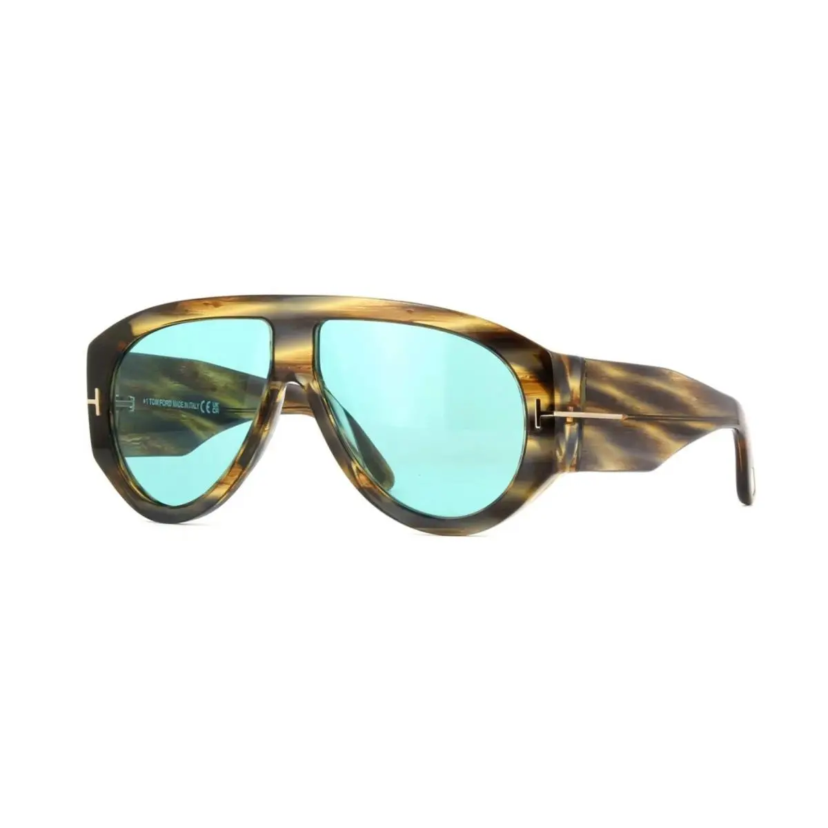 Tom Ford Bronson FT 1044 Striped Brown/blue Sunglasses - Frame: Striped Brown, Lens: Blue
