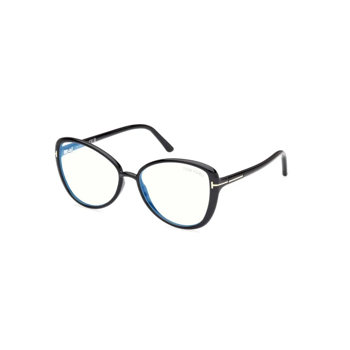 Tom Ford FT5907-B 001 Shiny Black/clear Blue Light Block 55MM