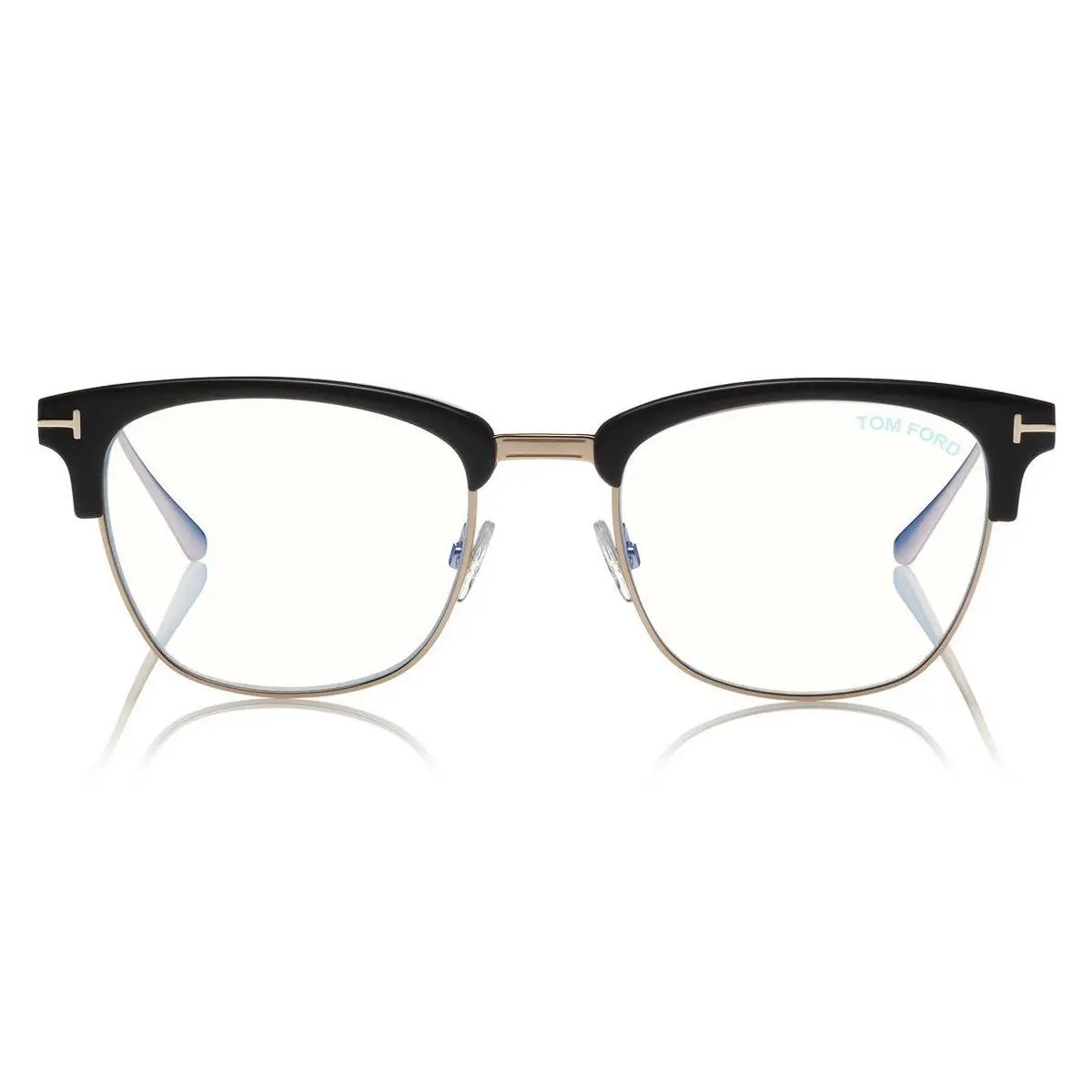 Tom Ford FT5590-F-B Eyeglasses Shiny Black Shiny Rose Gold Blue 52mm