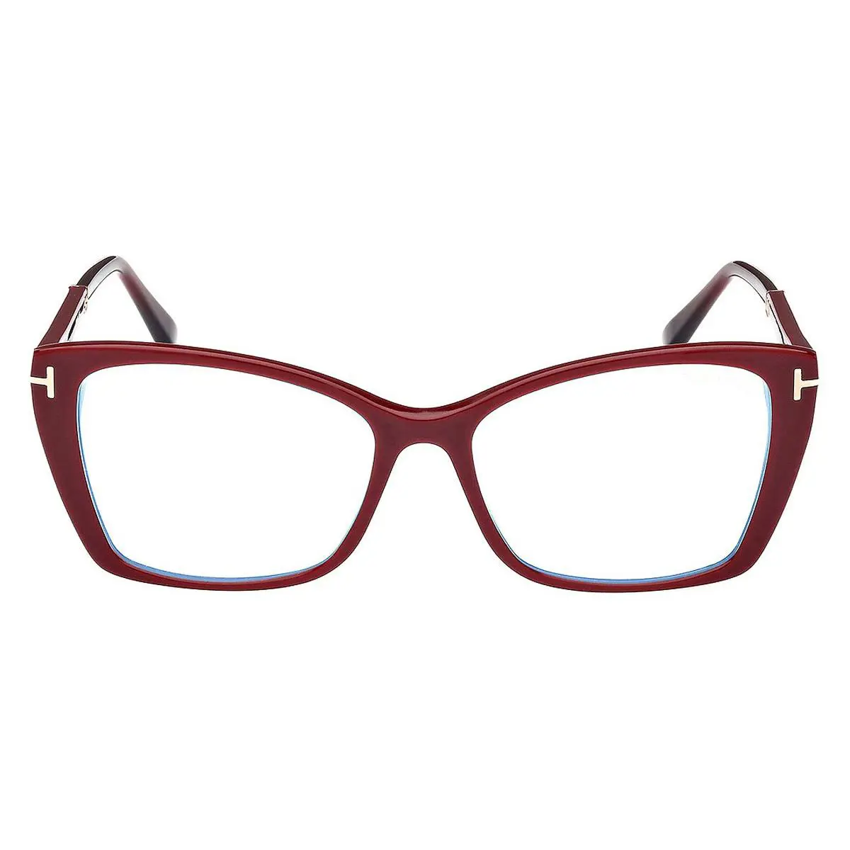 Tom Ford FT5893-B Shiny Solid Bordeaux/shiny Rose Gold/t Logo / Blue Block
