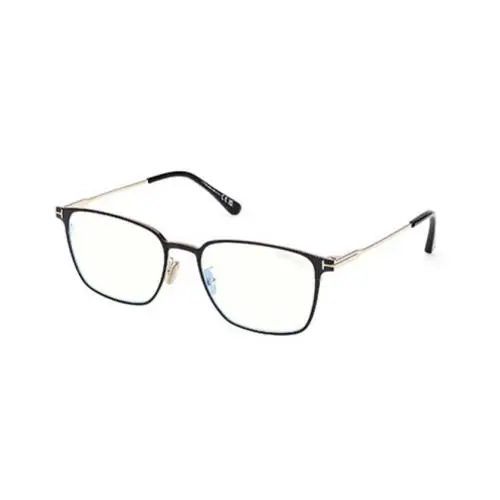 Tom Ford FT6055-D-B 001 Shiny Black Square Blue Block Men`s Eyeglasses