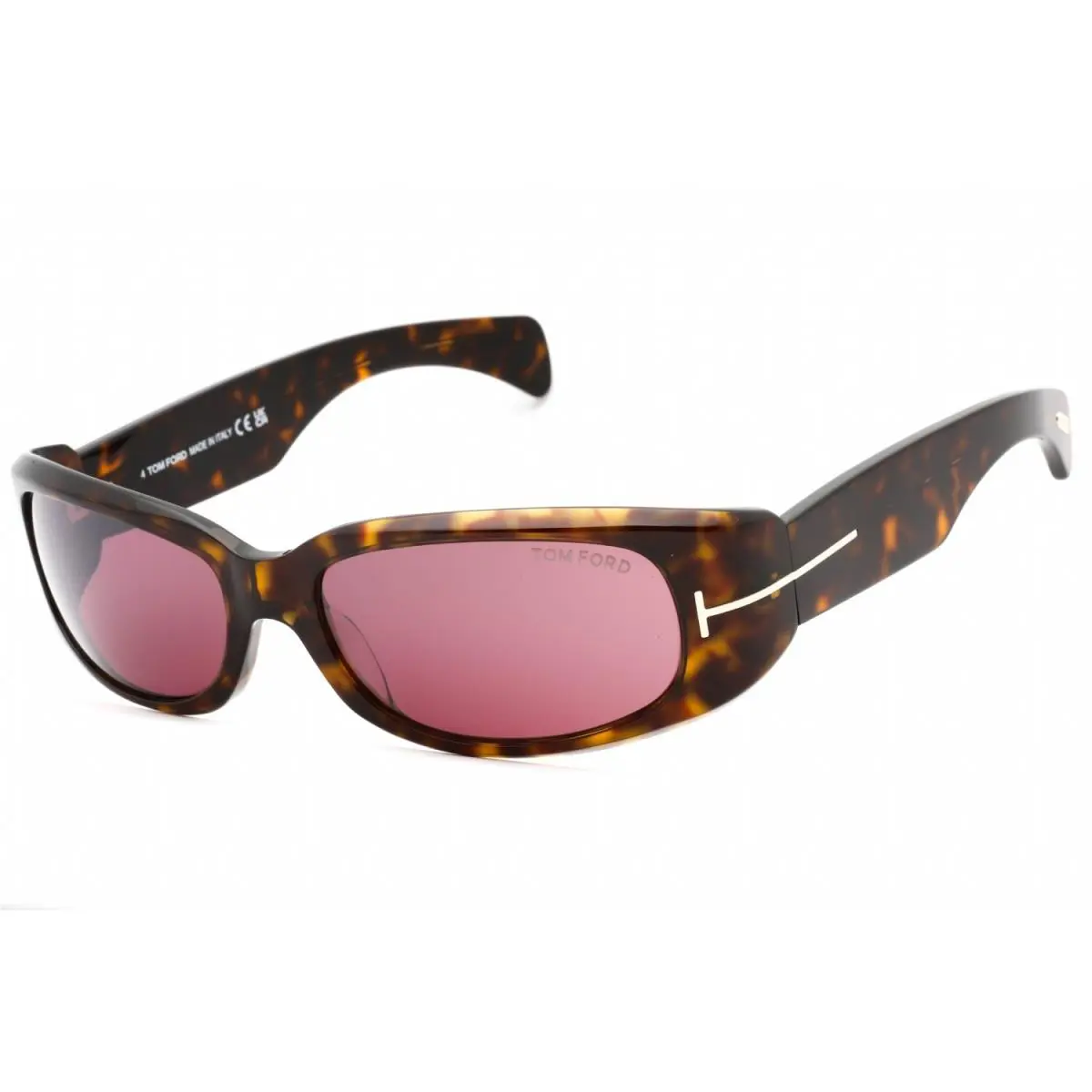 FT TF1064 52S Rectangle Dark Havana/bordeaux Sunglasses Frame by Tom Ford